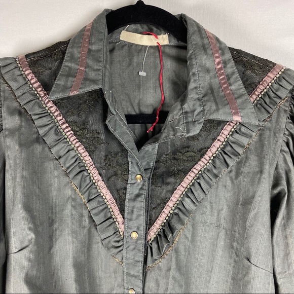 NEW Chatav Ectabit Gray Handmade Western Style Top - Picture 2 of 7